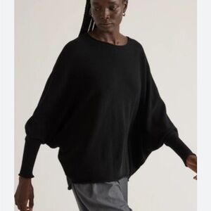 Quince Elegant Black Poncho Sweater